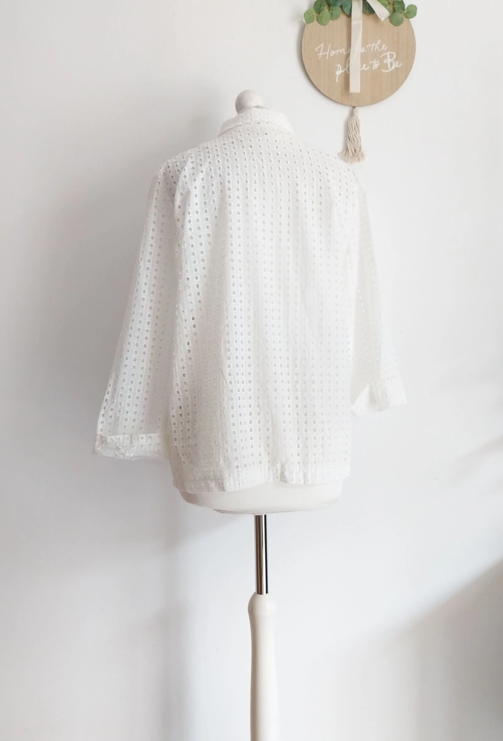 Chaqueta bohemia blanca ajourada 100% algodón Talla 40 Victoria – photo 9